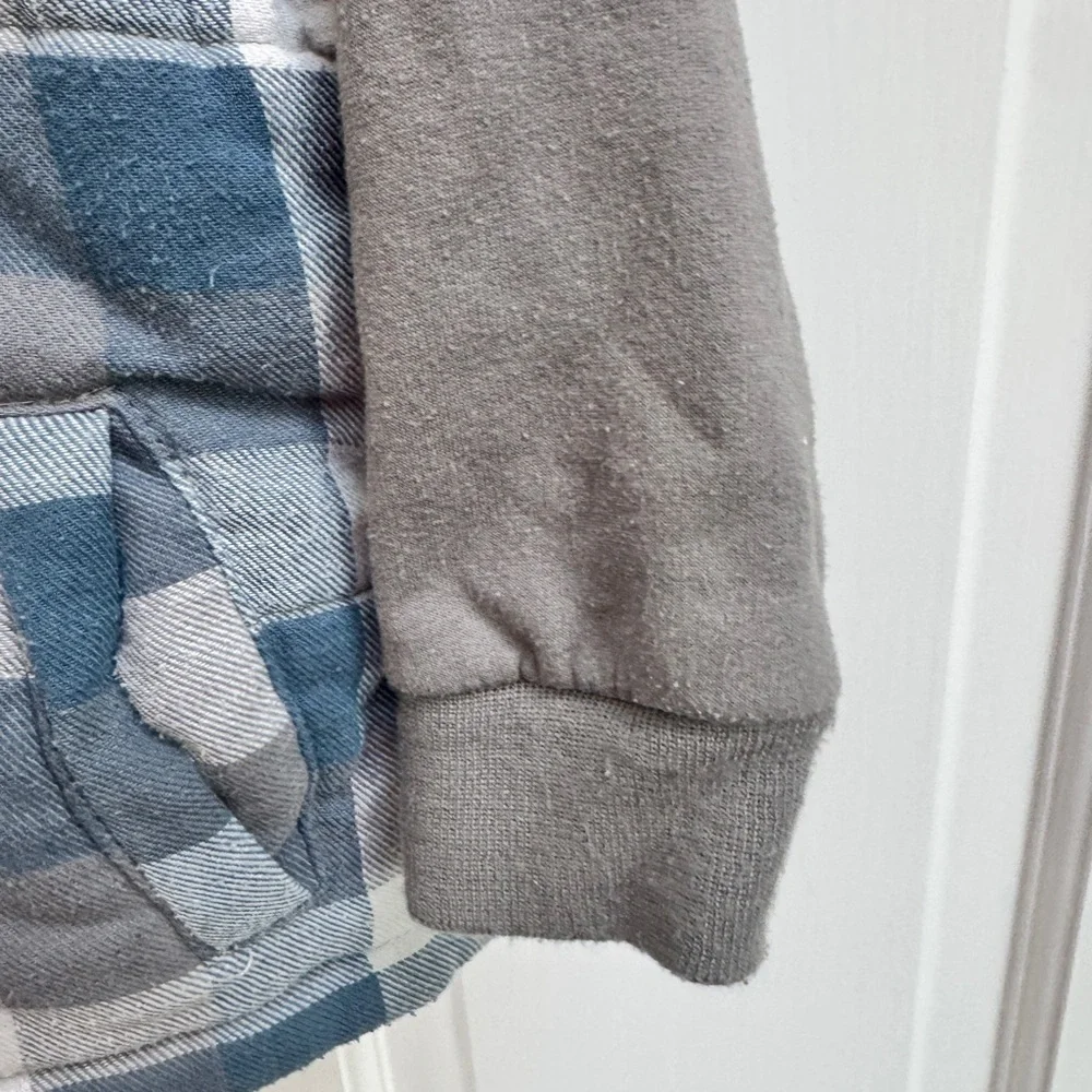U.S. Polo Assn. Boys 2T Gray Blue and Orange Plaid Jacket Hoodie Zip Up
